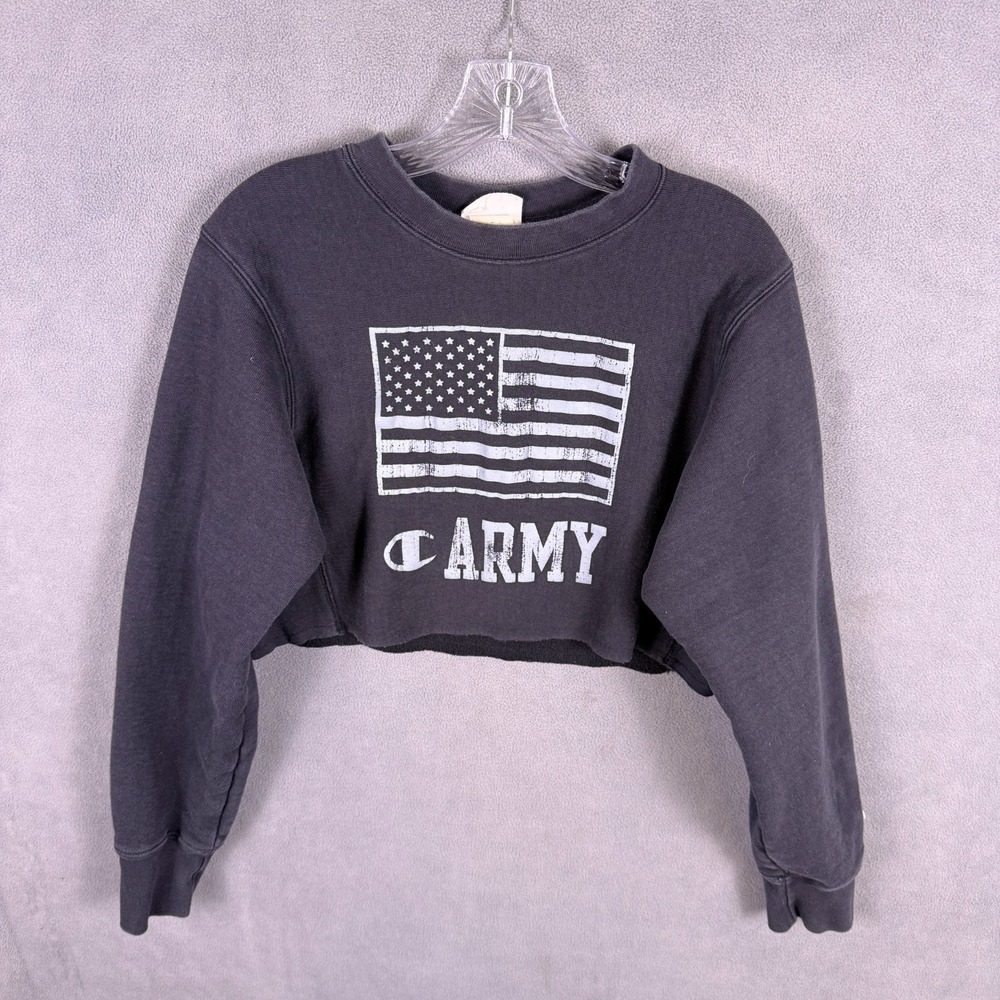 Champion Reverse Weave Women's Cropped Sweatshirt Size XS Army Americana EUC